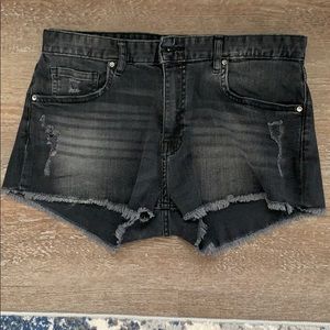 H&M Distressed Black Denim Shorts